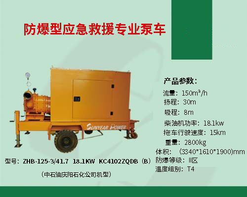 防爆型應急救援專(zhuān)用泵車(chē)